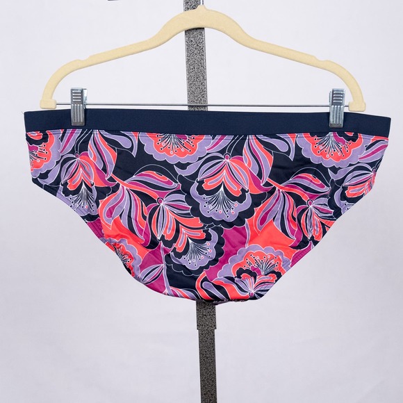 Lands' End Swimwear Pink Purple Floral Pattern Bikini Bottoms Women's Size 16 - Picture 3 of 4